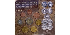 Série d'euros de la Grèce, millésime 2006 en qualité brillant universel qui contient 8 pièces de la 1 cent à  la 2 euros