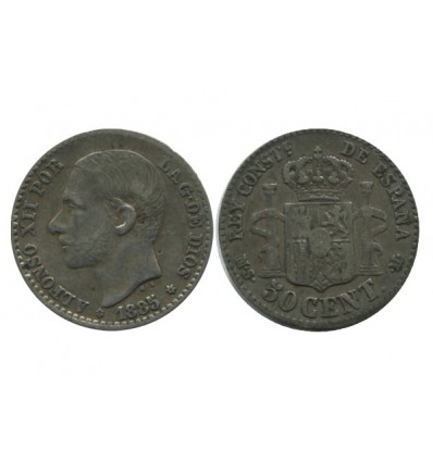 50 Centimos Alphonse XII Espagne Argent