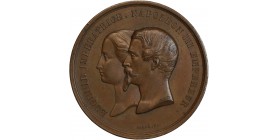 Médaille en cuivre, Napoléon III et Eugénie, Palais de l'Industrie, Vue des galeries
