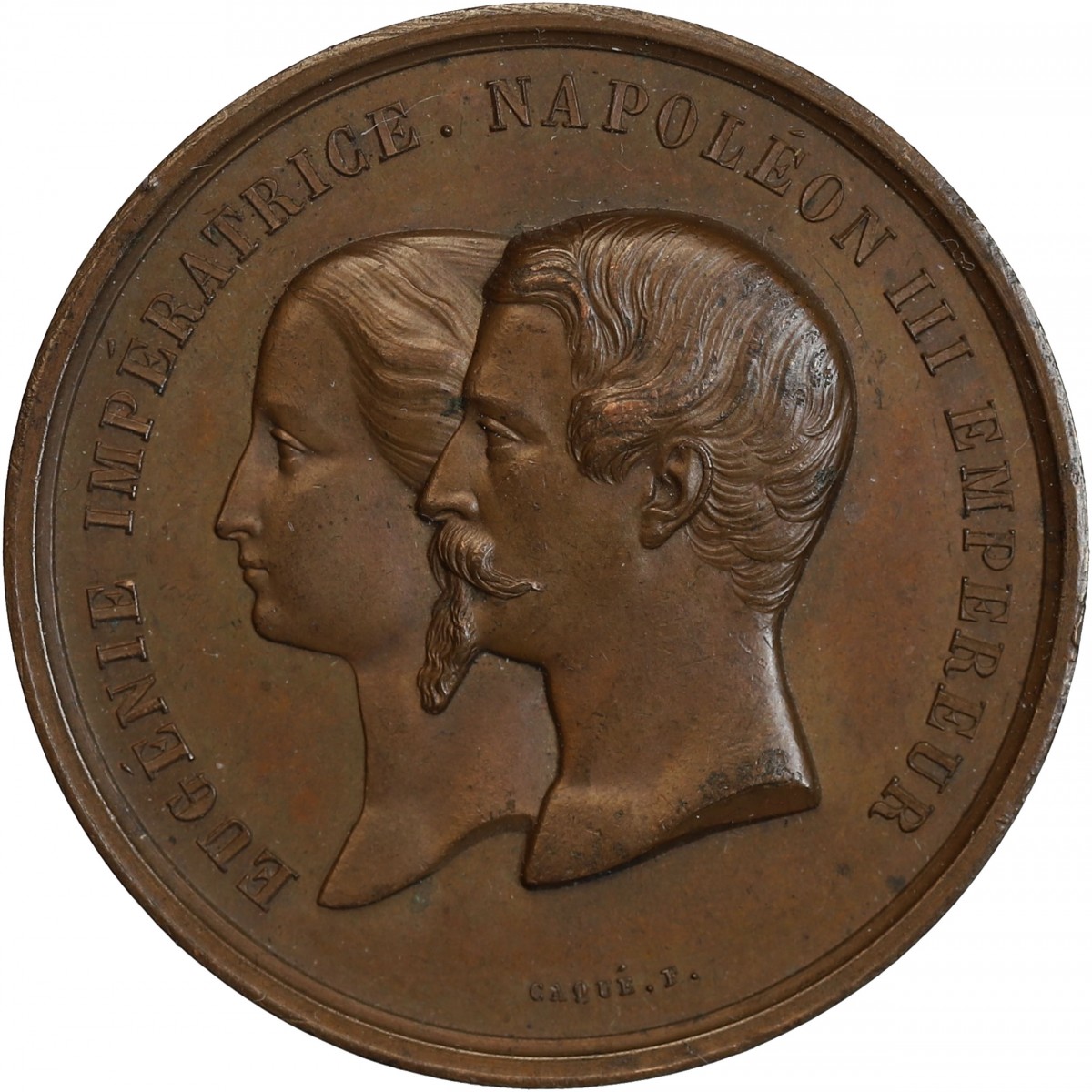 Médaillon Bois Durci 1859 à L'effigie De L'impératrice Eugénie - Diamètre 11 Cm - Petit Défaut