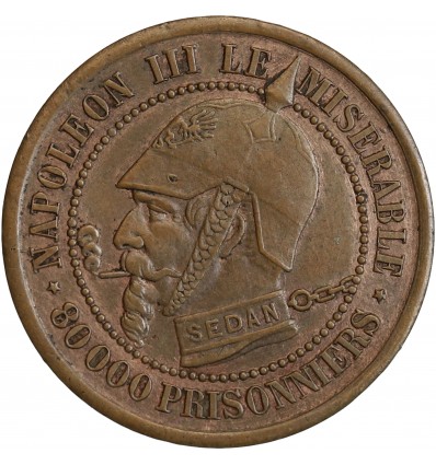 Médaille Satirique Module de 5 centimes Napoléon III "Vampire Français" 80000 Prisonniers
