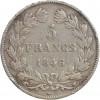 5 Francs Louis-Philippe Ier Tête Laurée Le I plus éloigné - Tranche en Relief