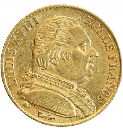 20 Francs Louis XVIII Buste Habillé Première Restauration