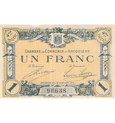 1 Franc - Chambre de Commerce d'Angoulême 1915