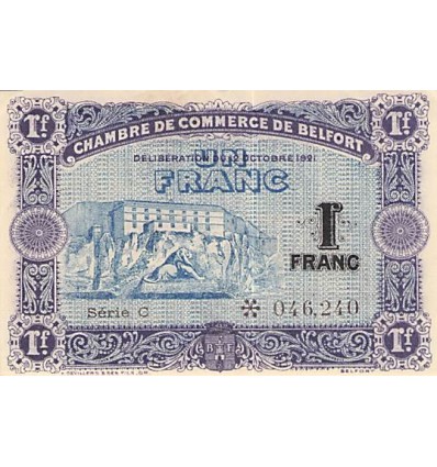 1 Franc - Chambre de Commerce de Belfort 1921
