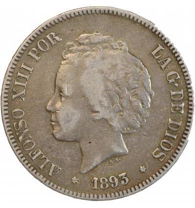 5 Pesetas Alphonse XIII 2ème Type - Espagne Argent