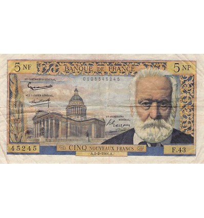 5 Nouveaux Francs Victor Hugo France 1961