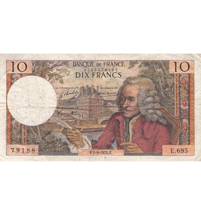 10 Francs Voltaire France 1971
