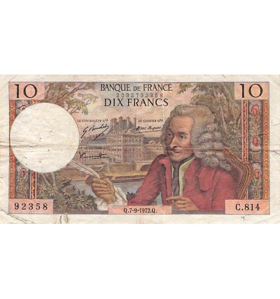 10 Francs Voltaire France 1972