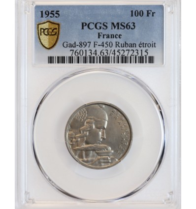 100 Francs Cochet 1955B PCGS MS63
