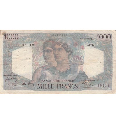 1000 Francs Minerve et Hercule France 1948
