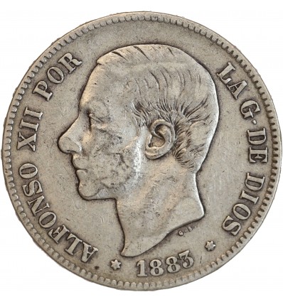 5 Pesetas Alphonse XII Espagne Argent