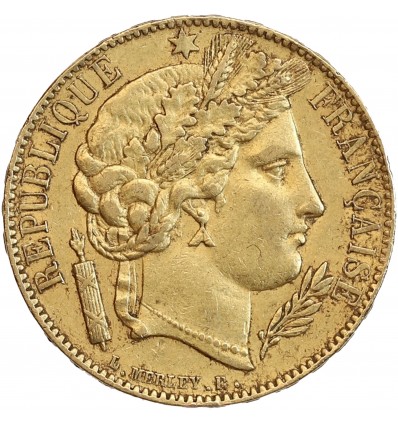 20 Francs Cérès Seconde République Variété Levrette Oreille Basse