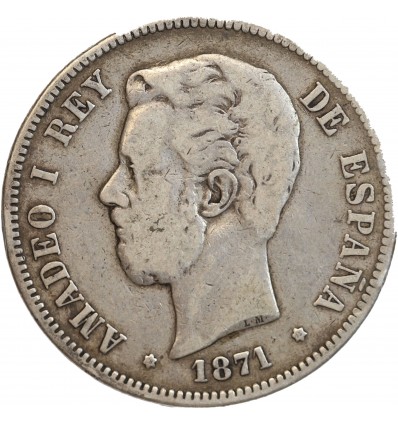 5 Pesetas Amadéo Ier Espagne Argent