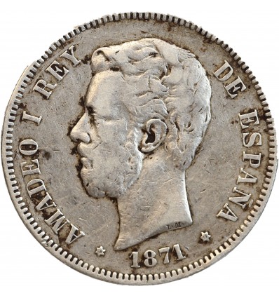 5 Pesetas Amadéo Ier Espagne Argent