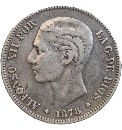 5 Pesetas Alphonse XII Espagne Argent
