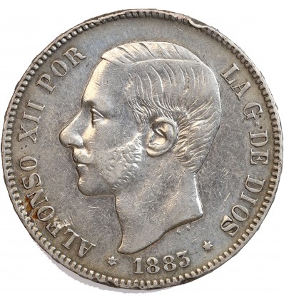 5 Pesetas Alphonse XII Espagne Argent