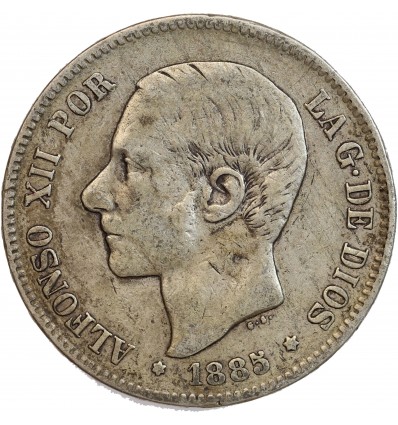 5 Pesetas Alphonse XII Espagne Argent