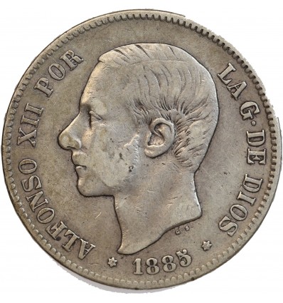 5 Pesetas Alphonse XII Espagne Argent
