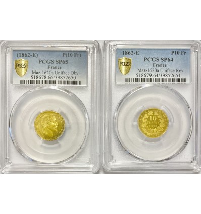 10 Francs Napoléon III Tête Laurée - Paire d'Essais Unifaces