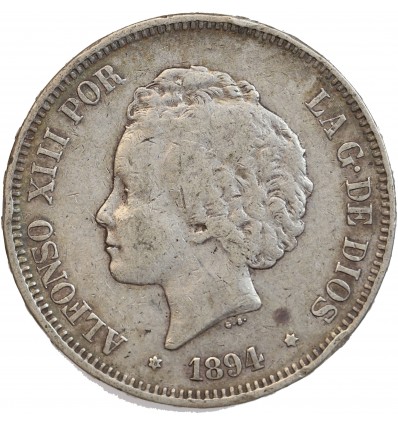 5 Pesetas Alphonse XIII 2ème Type Espagne Argent