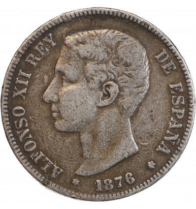 5 Pesetas Alphonse XII Espagne Argent