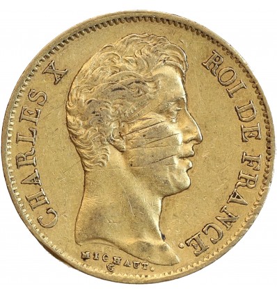 40 Francs Charles X - Tranche en Creux