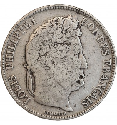 5 Francs Louis-Philippe Ier Tête Laurée Tranche en Relief