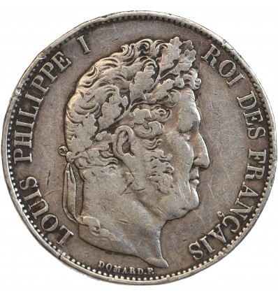 5 Francs Louis-Philippe Ier Tête Laurée Le I plus éloigné - Tranche en Relief