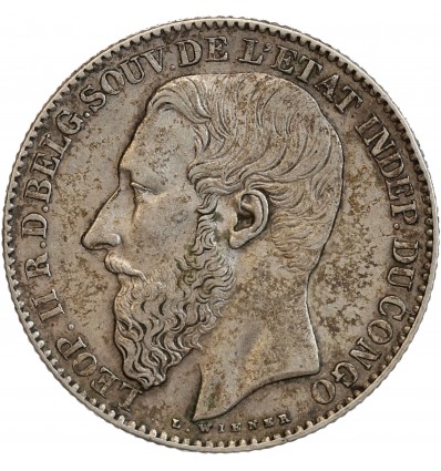 2 Francs Leopold II - Congo Belge Argent