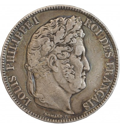 5 Francs Louis-Philippe Ier Tête Laurée Tranche en Relief
