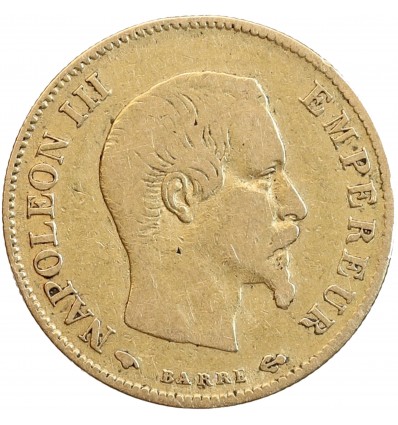 Avers : tête nue de Napoléon III à droite