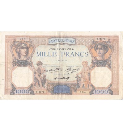 1000 Francs Cérès et Mercure France 1933