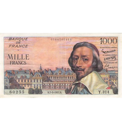 1000 Francs Richelieu France 1957