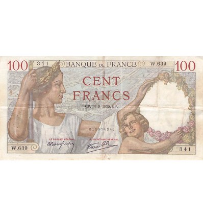100 Francs Sully France 1939