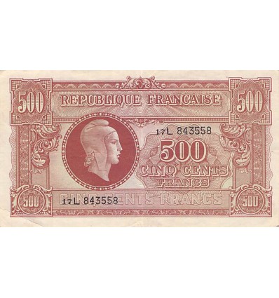 500 Francs Marianne fabrication anglaise France 1945