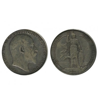 1 Florin Edouard VII Grande Bretagne Argent - Grande Bretagne