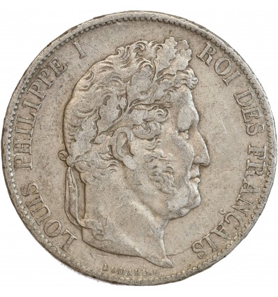 5 Francs Louis-Philippe Ier Tête Laurée Le I plus éloigné - Tranche en Relief