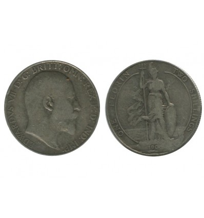 1 Florin Edouard VII Grande Bretagne Argent - Grande Bretagne