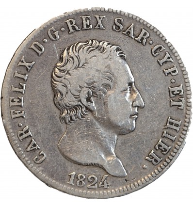 5 Lires Charles Felix Italie Argent - Sardaigne