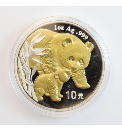10 Yuan Panda Colorisé Chine Argent