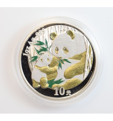 10 Yuan Panda Colorisé Chine Argent