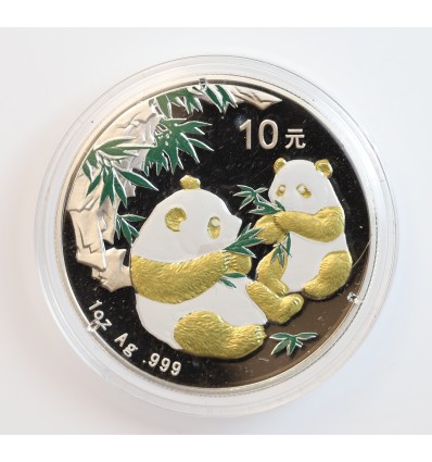 10 Yuan Panda Colorisé Chine Argent