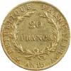 20 Francs Napoléon Ier Tête Nue Revers République