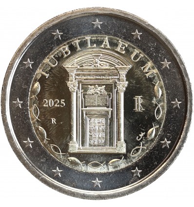 Pièce de 2 euros de l'Italie 2025 qui commémore le Jubilé