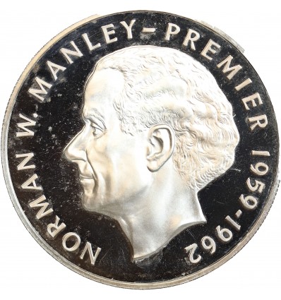 Avers : armoiries de la Jamaïque

Revers : portrait de Norman W. Manley à gauche