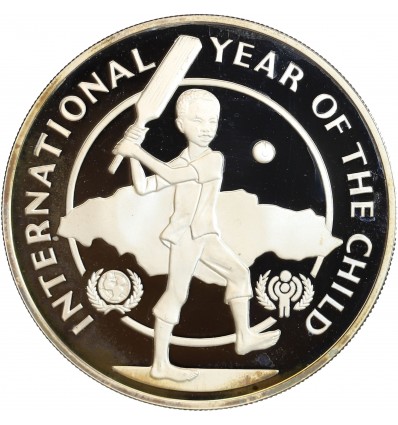 Avers : armoiries de la Jamaïque

Revers : enfant jouant au cricket