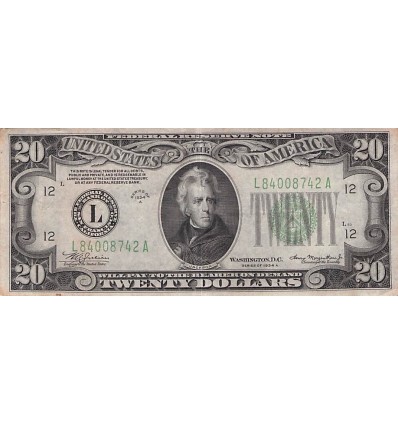 20 Dollars Andrew Jackson Etats-Unis 1934