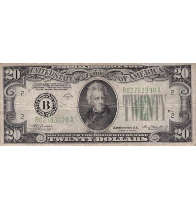 20 Dollars Andrew Jackson Etats-Unis 1934