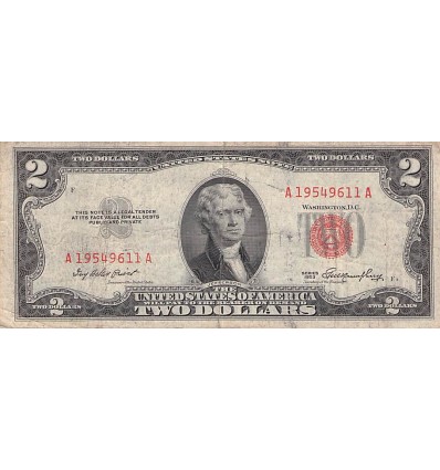 2 Dollars Thomas Jefferson Etats-Unis 1953